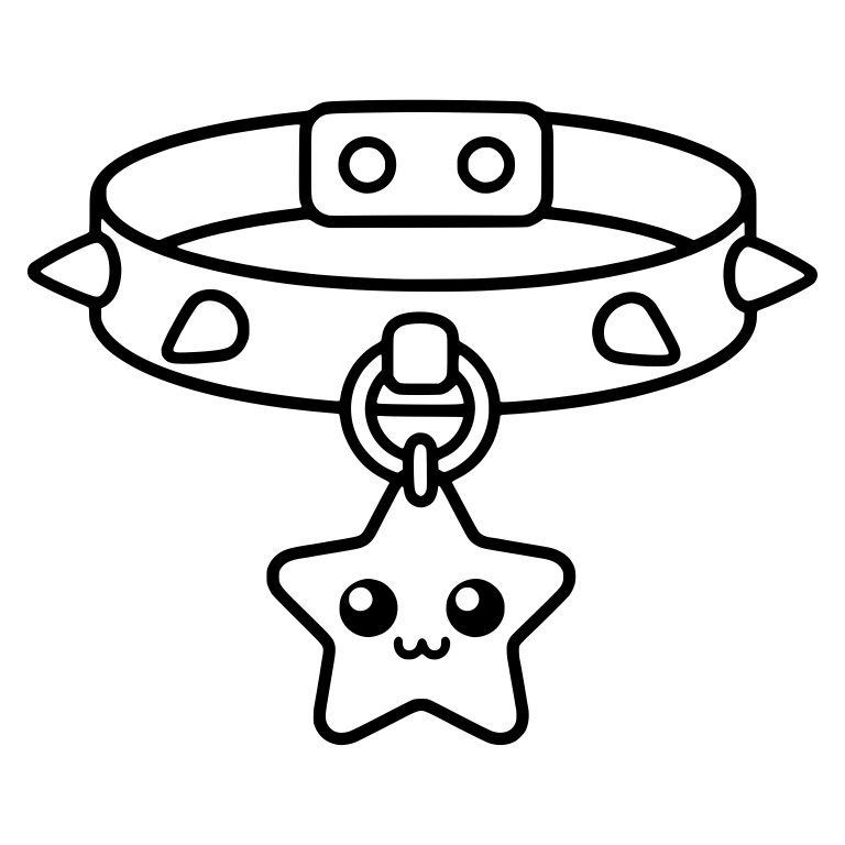 Spiked Collar with O-Ring and Smiling Star Charm — free objects SVG cut file