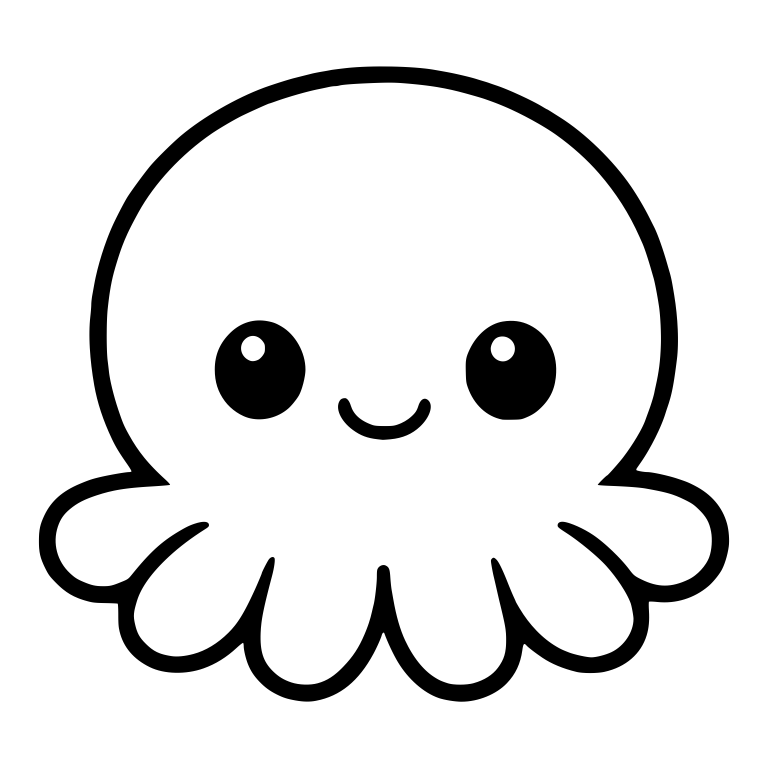 Simple Octopus With Wide Round Head And Smile — free animal SVG cut file