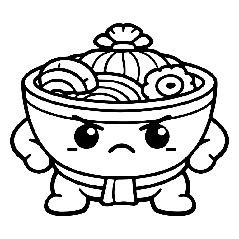 Grumpy Sumo Ramen Bowl With Belt and Topknot — free food SVG cut file