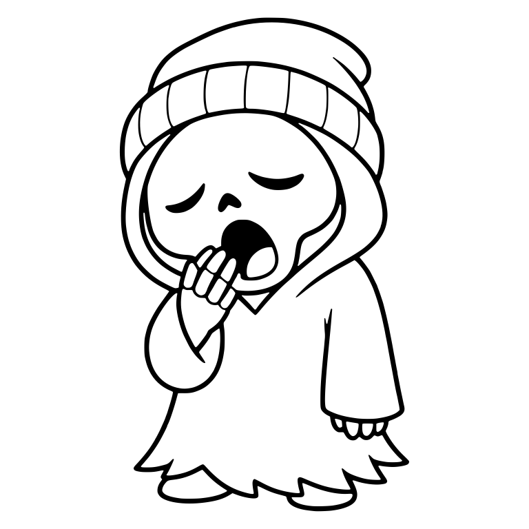 Beanie Reaper Yawning Behind One Hand — free characters SVG cut file