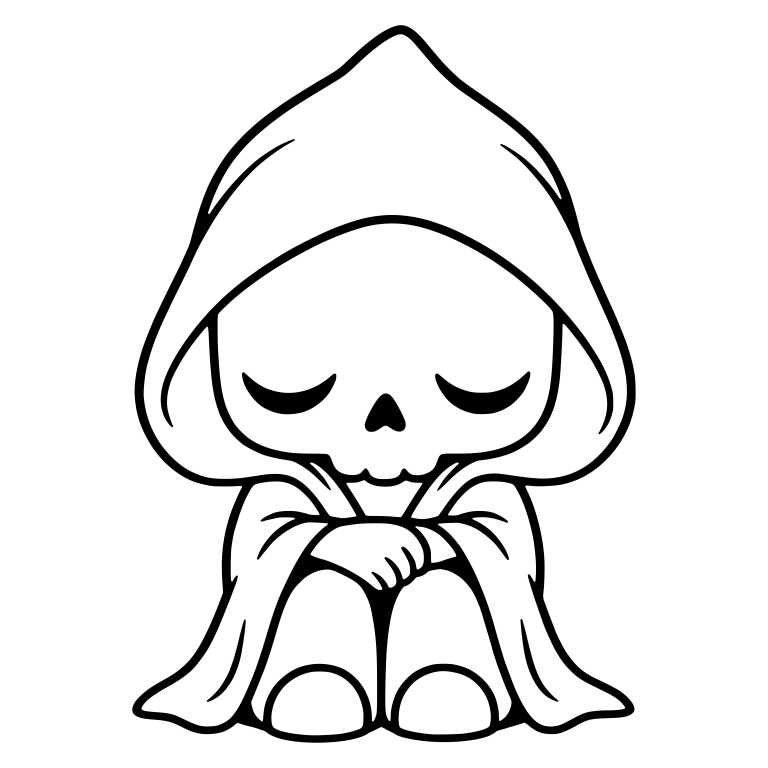 Sleeping Seated Grim Reaper With Folded Hands — free characters SVG cut file