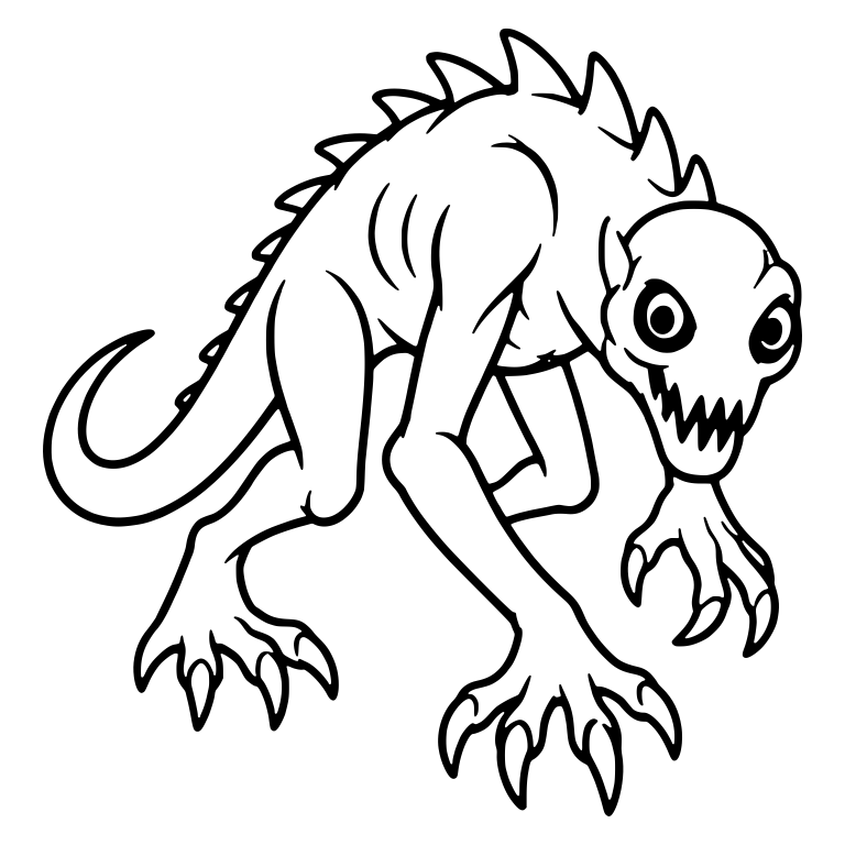 Spiked Lizard Monster With Curled Tail — free fantasy-creature SVG cut file