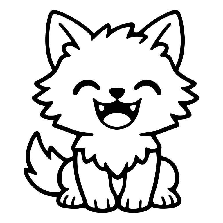 Laughing Wolf Pup With Open Mouth and Plain Ears — free animal SVG cut file