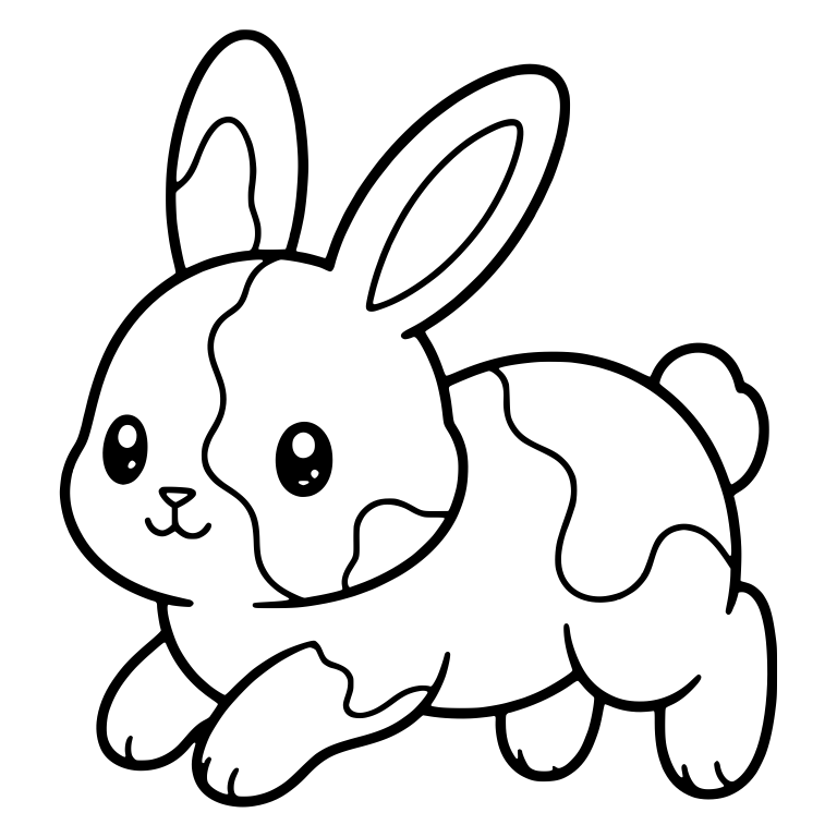Kawaii Harlequin Bunny Hopping With Patchy Markings — free animal SVG cut file