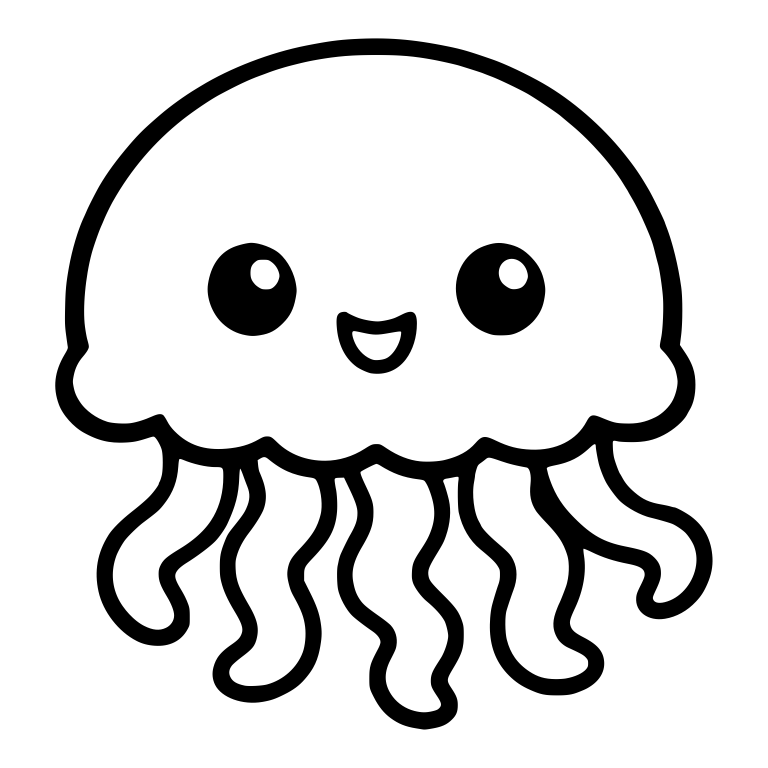 Smiling Jellyfish With Wavy Tentacles — free animal SVG cut file