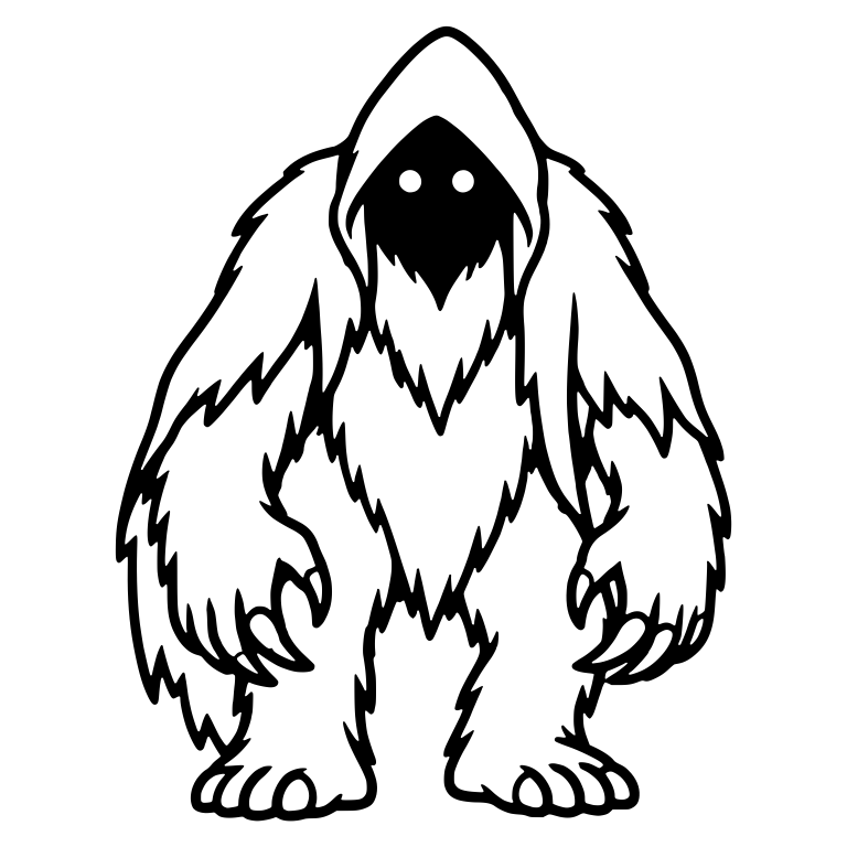 Hooded Bigfoot With Shadowed Face — free fantasy-creature SVG cut file