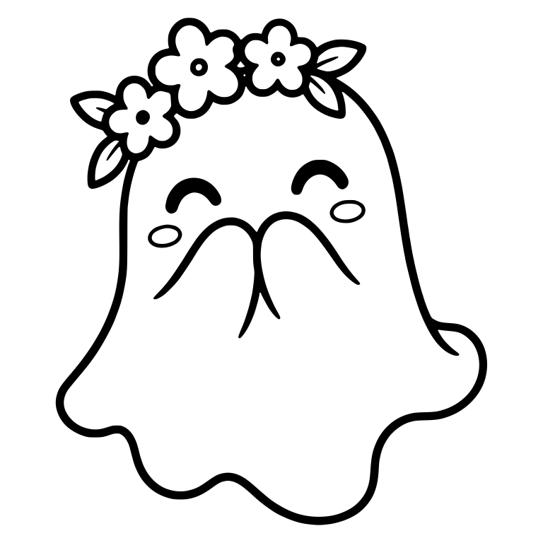Giggling Ghost With Flower Crown And Hands Over Mouth — free fantasy-creature SVG cut file