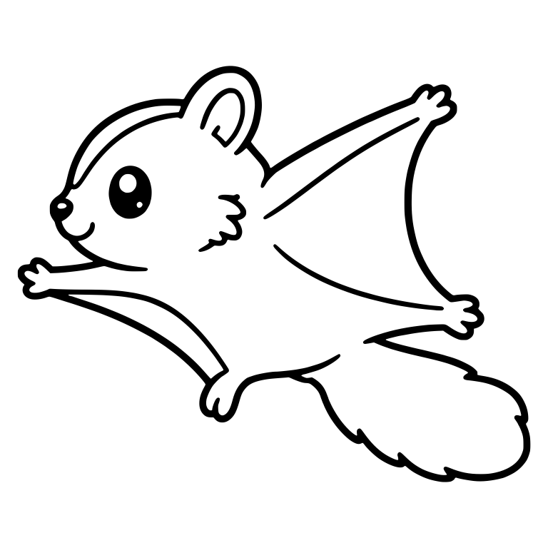 Flying Squirrel Gliding in Profile with Bushy Tail — free animal SVG cut file