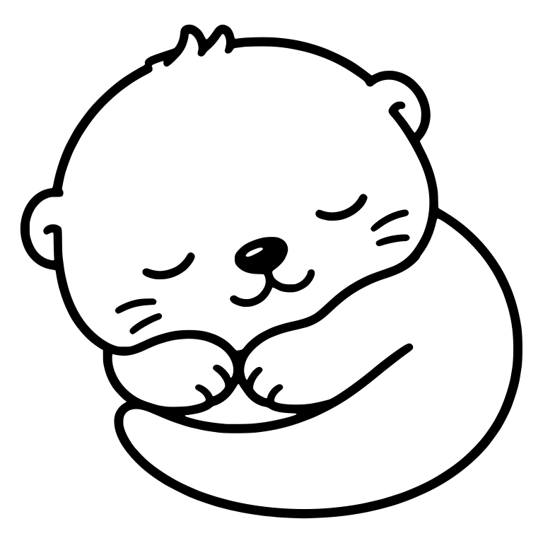 Sleeping Otter Curled Up With Paws Under Chin — free animal SVG cut file