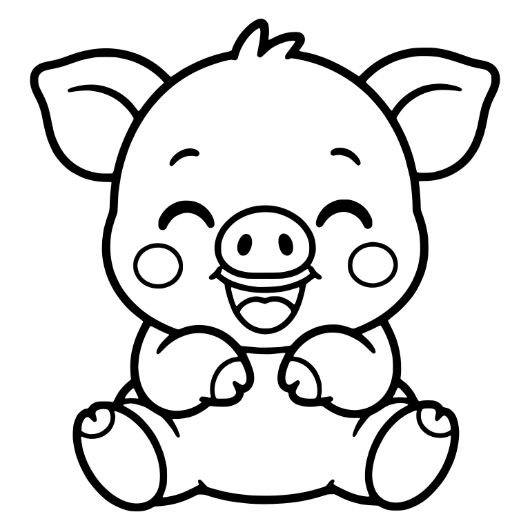 Laughing Piglet with Round Cheeks and Hair Tuft — free animal SVG cut file