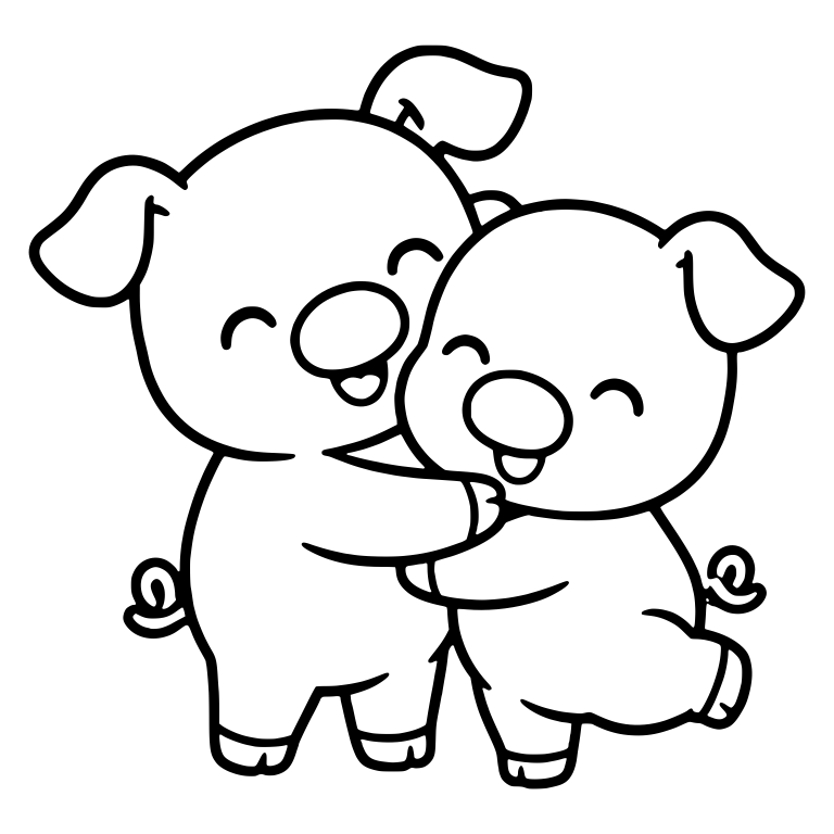 Two Piglets Hugging While Standing — free animal SVG cut file