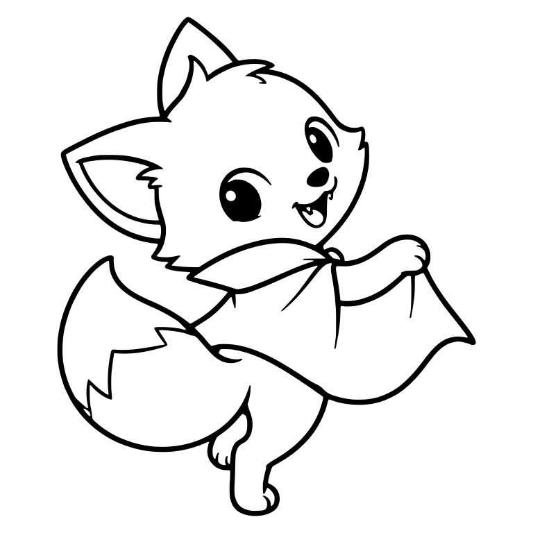 Fox Cub Twirling Cape Looking Over Shoulder — free animal SVG cut file