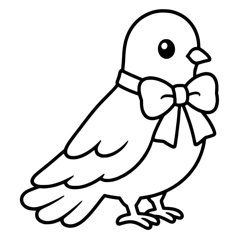Standing Dove in Profile With Neck Ribbon and Bow — free animal SVG cut file