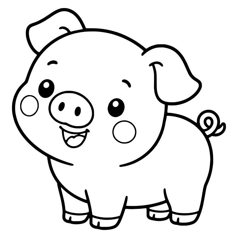 Happy Standing Pig With Round Cheeks — free animal SVG cut file