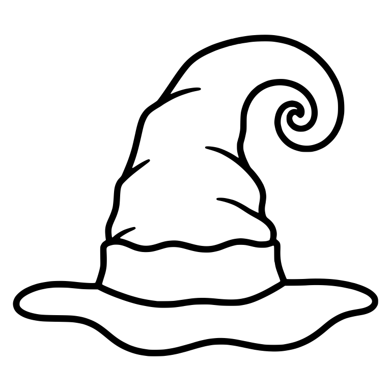 Witch Hat with Big Spiral Curl and Wavy Brim — free objects SVG cut file
