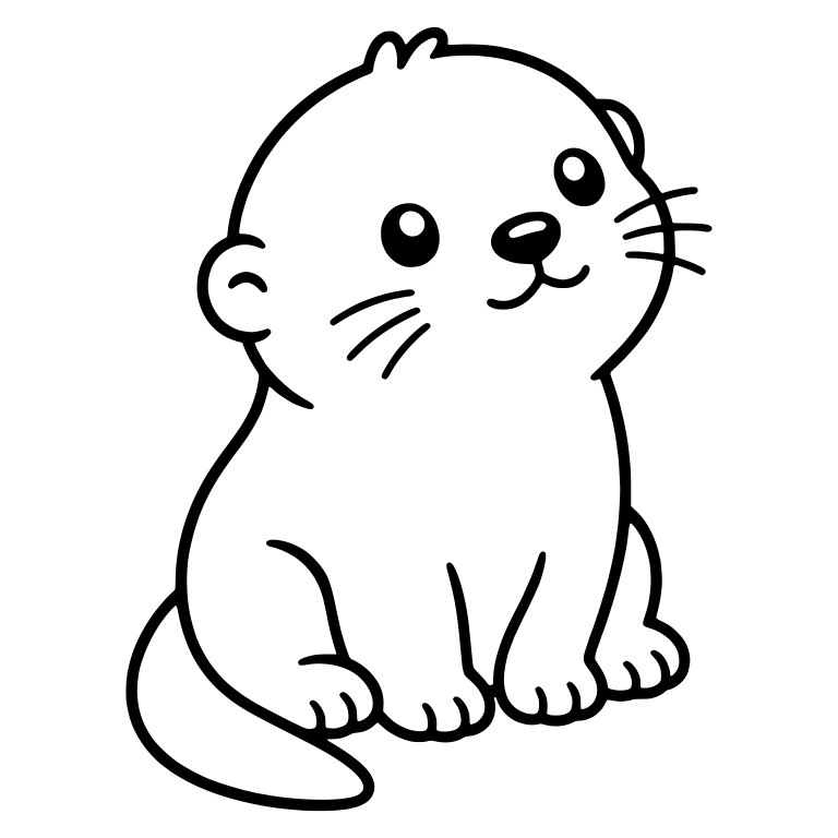 Sweet Sitting Otter Looking Up With a Smile — free animal SVG cut file