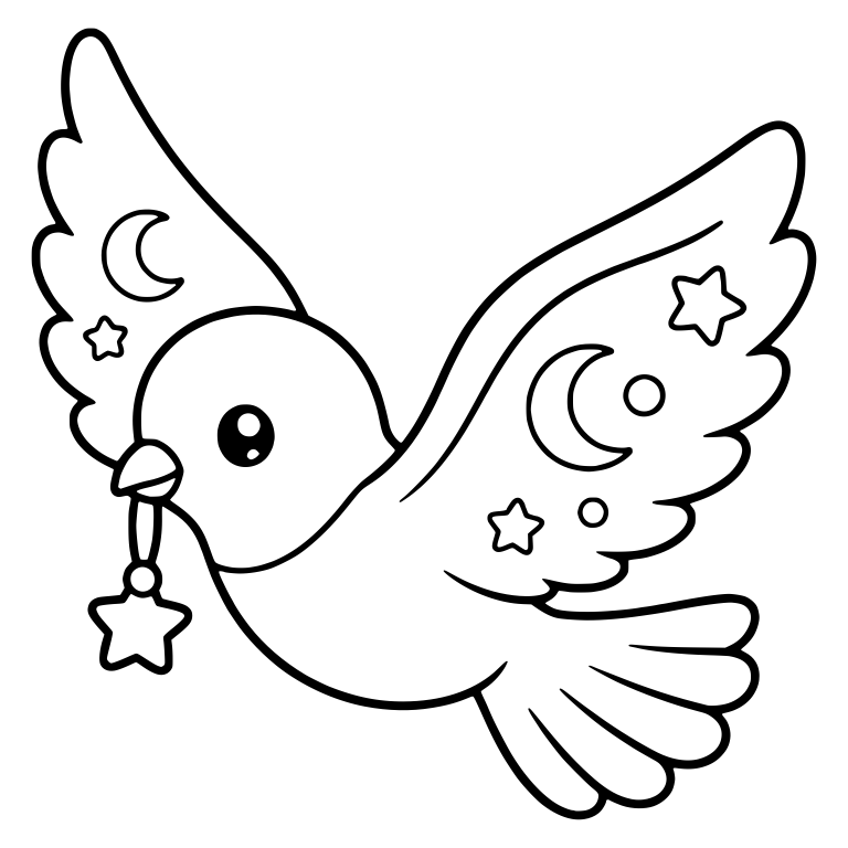 Celestial Dove Carrying Star on Ribbon — free animal SVG cut file