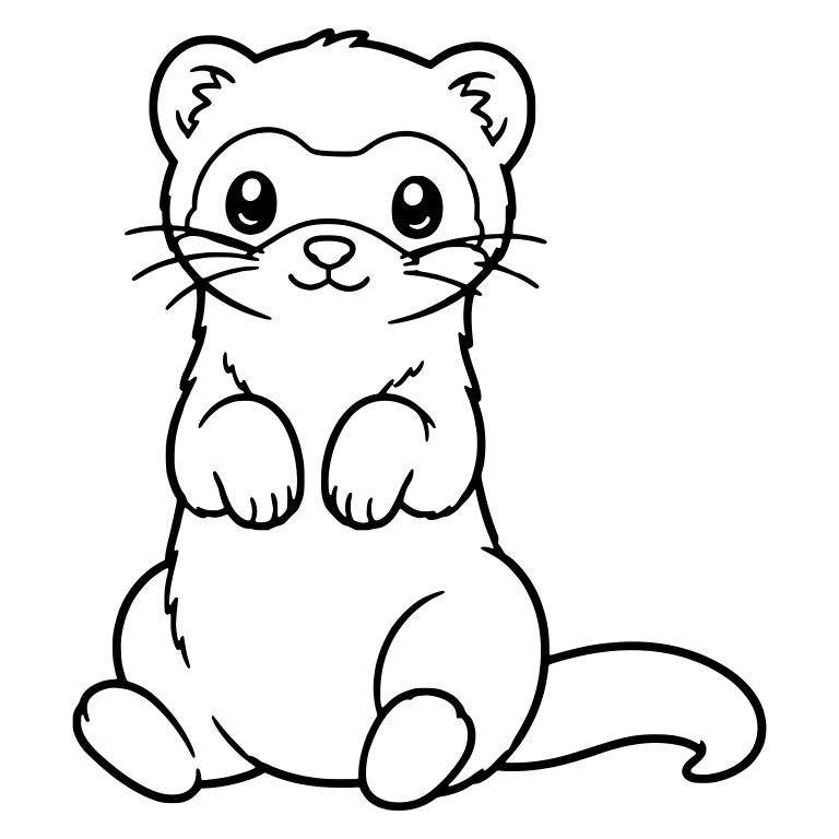 Upright Sitting Ferret with Front Paws Raised — free animal SVG cut file