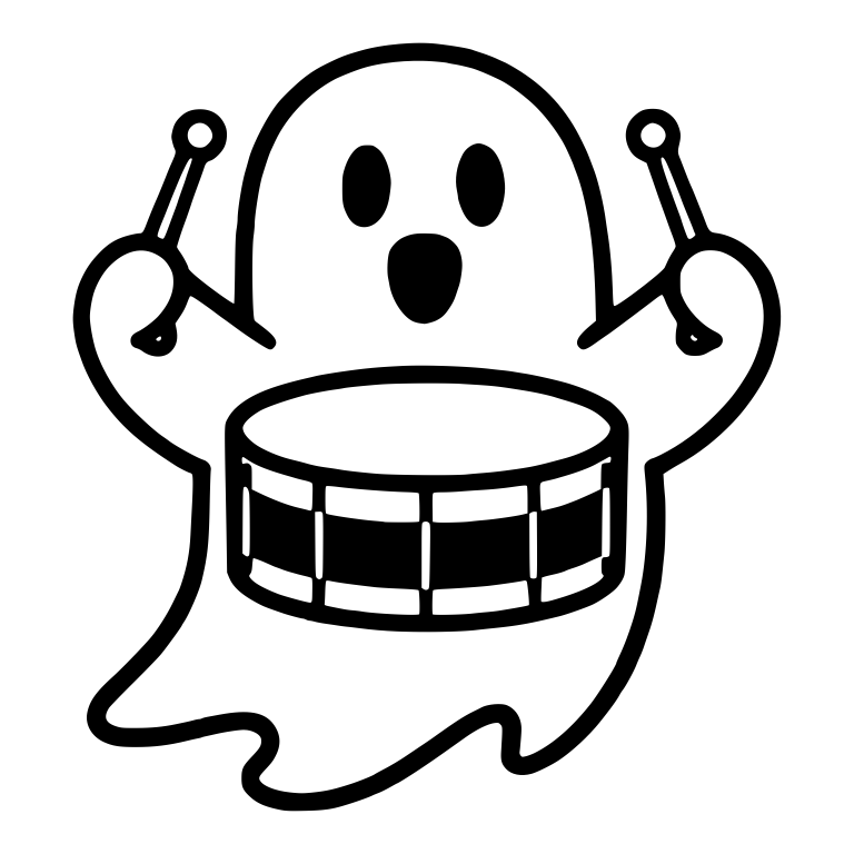Surprised Ghost Drummer with Checkered Snare Drum — free fantasy-creature SVG cut file