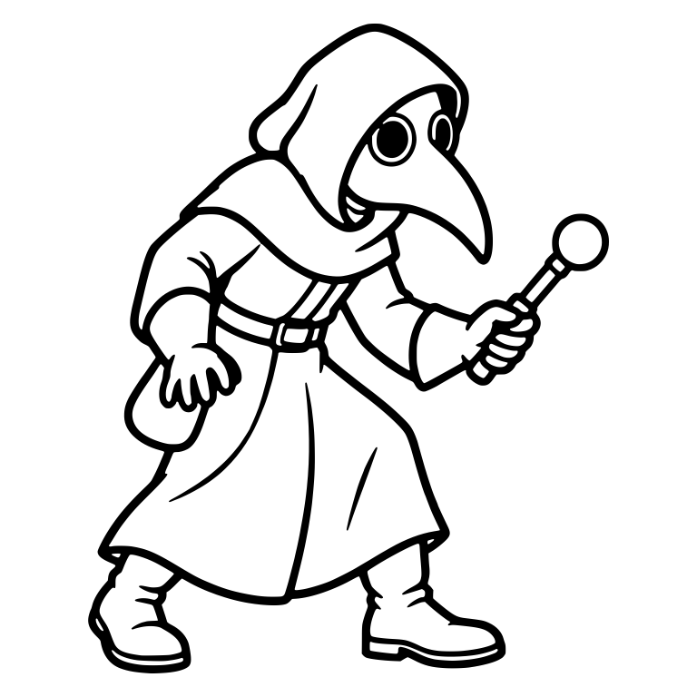 Sneaking Plague Doctor with Ball-Topped Rod — free characters SVG cut file