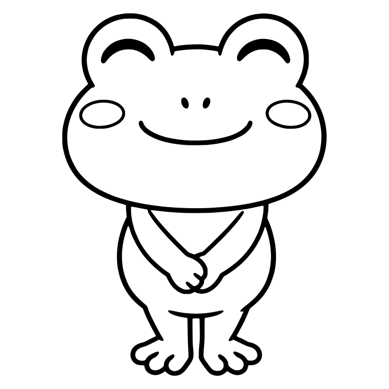 Grinning Frog With Nostril Dots and Folded Hands — free animal SVG cut file