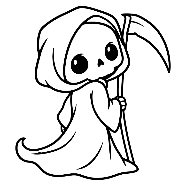Grim Reaper Glancing Back With Scythe and Curled Robe — free characters SVG cut file