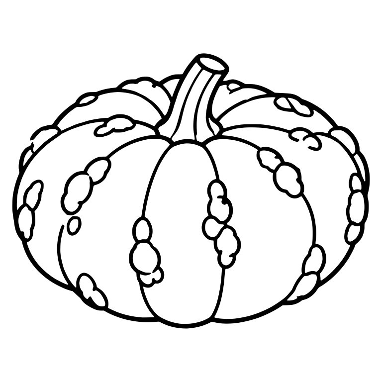 Flat Warty Pumpkin with Clustered Bumps and Center Stem — free floral SVG cut file