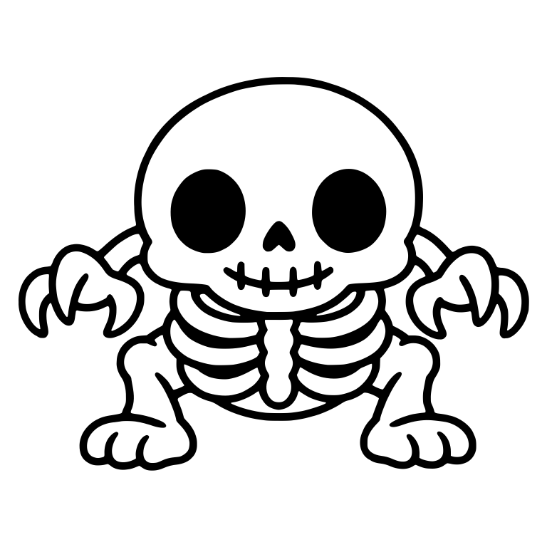 Crouching Chibi Skeleton Monster With Big Skull And Claws — free skeleton SVG cut file