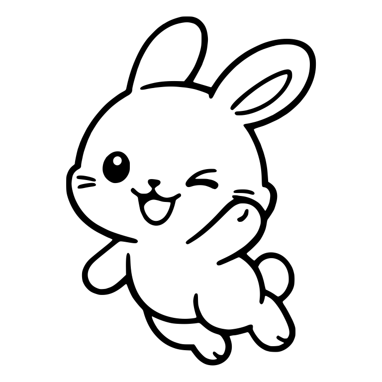 Hopping Bunny Winking With Paw Raised Beside Cheek — free animal SVG cut file