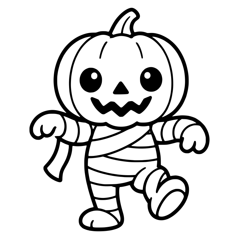 Bandage Wrapped Pumpkin Head Stepping Forward — free fantasy-creature SVG cut file