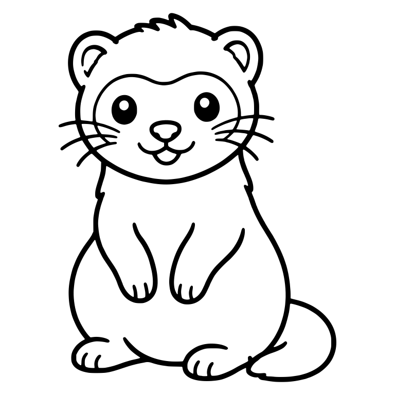 Kawaii Ferret Sitting Upright With Open Smile And Tongue — free animal SVG cut file