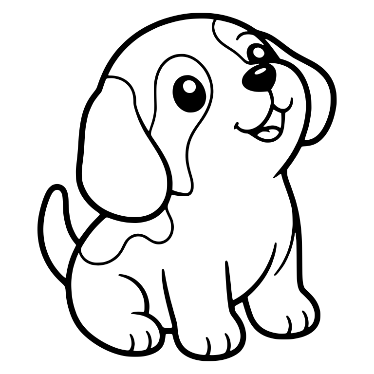 Chubby Sitting Beagle Puppy Looking Up With Open Smile — free animal SVG cut file