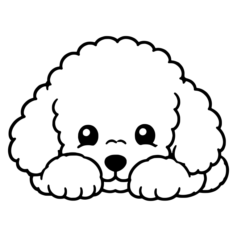 Toy Poodle Puppy Lying Down Peeking Over Paws — free animal SVG cut file