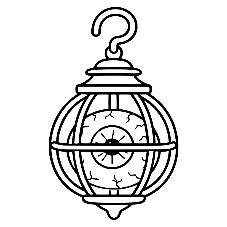Round Cage Lantern With Eyeball and Hook — free objects SVG cut file
