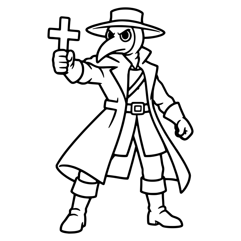 Plague Doctor Holding Up a Cross — free characters SVG cut file