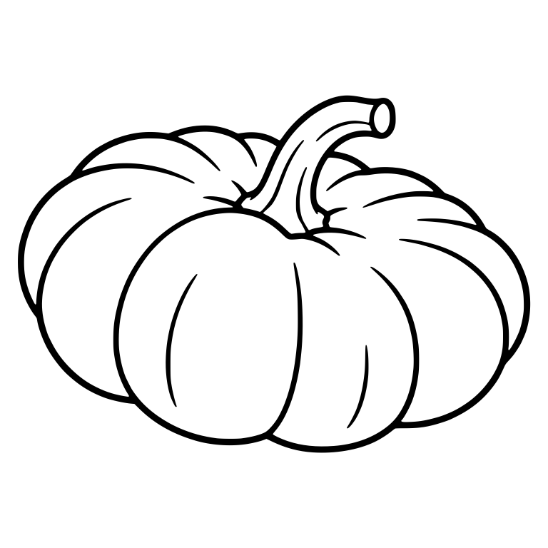 Low Wide Pumpkin Leaning Right with Hooked Hollow Stem — free floral SVG cut file