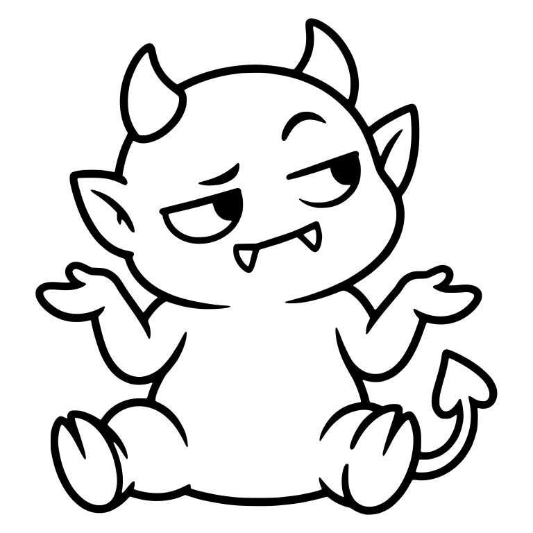 Sitting Chubby Demon Shrugging with Half Lidded Eyes — free fantasy-creature SVG cut file