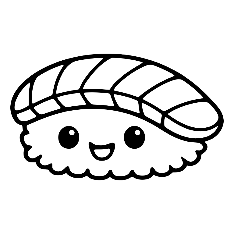 Kawaii Fish Nigiri With Layered Slices and Open Smile — free food SVG cut file