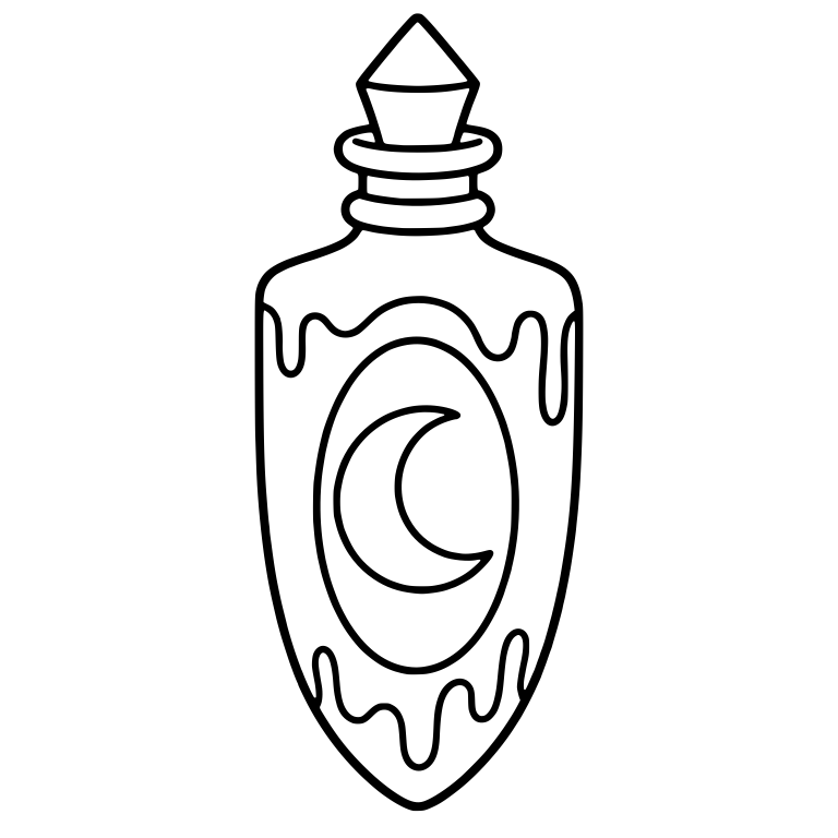 Pointed Moon Vial with Crystal Stopper and Dripping Edge — free objects SVG cut file