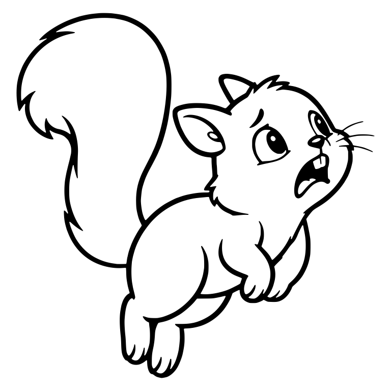 Startled Squirrel Leaping and Looking Up with Open Mouth — free animal SVG cut file