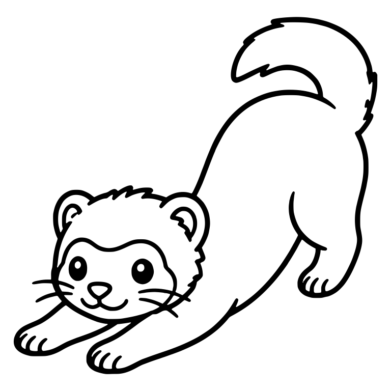 Kawaii Ferret Stretching Low With Fluffy Raised Tail — free animal SVG cut file