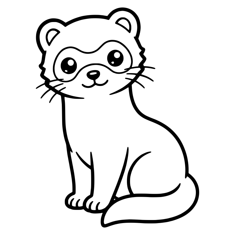 Sitting Ferret with Face Mask and Curled Tail — free animal SVG cut file
