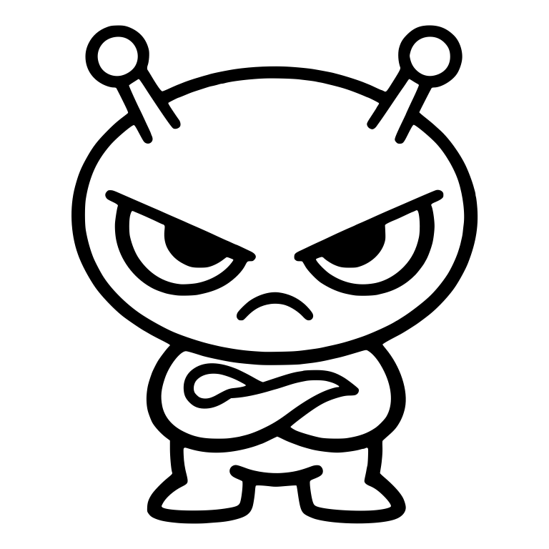 Tiny Grumpy Alien With Crossed Arms and Big Frown — free fantasy-creature SVG cut file