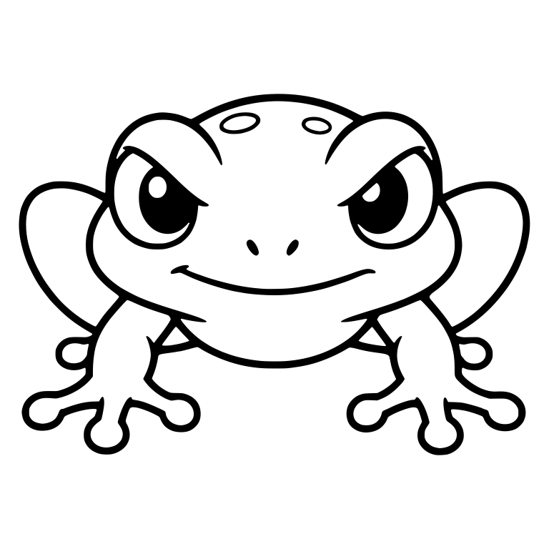 Sly Chibi Frog Crouching Low Facing Forward — free animal SVG cut file