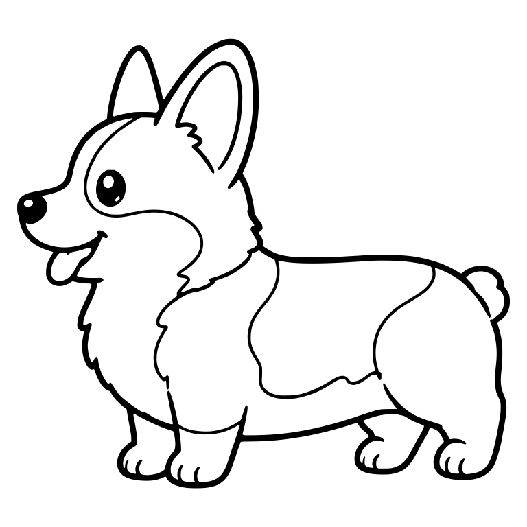 Standing Corgi Profile With Patch Markings on Back — free animal SVG cut file