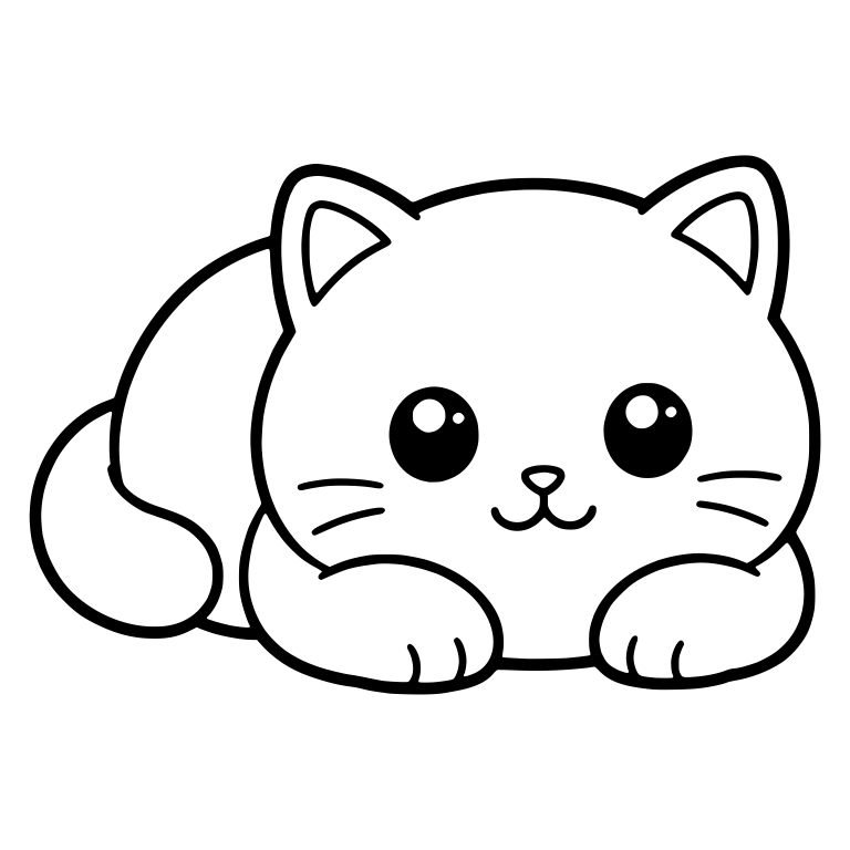 Round British Shorthair Kitten Lying Down With Paws Forward — free animal SVG cut file