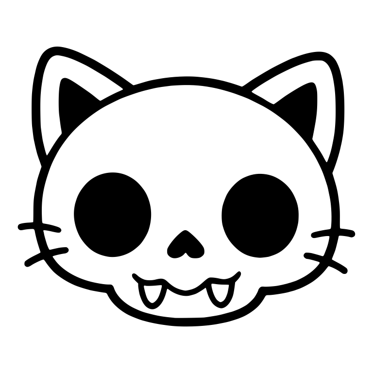 Cat Skull With Whiskers and Two Small Fangs — free skeleton SVG cut file