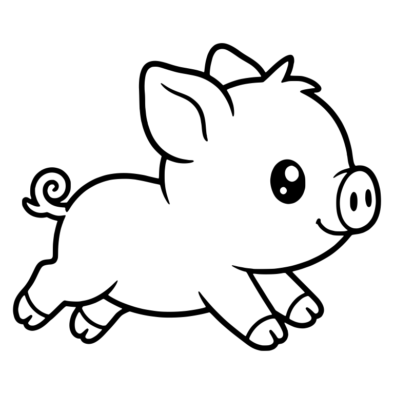 Running Side-View Piglet With Spiral Tail — free animal SVG cut file