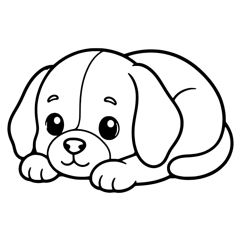 Chubby Beagle Puppy Lying Down with Curled Tail — free animal SVG cut file
