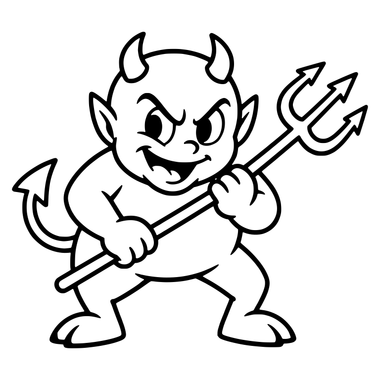 Retro Devil Crouching With Pitchfork and Angry Grin — free fantasy-creature SVG cut file